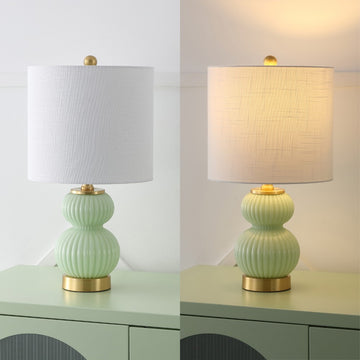 Daphne 20" Ribbed Metal/Glass LED Table Lamp